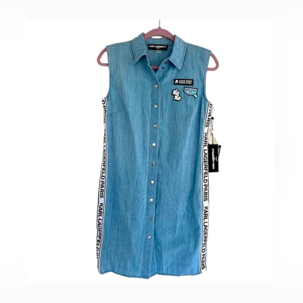 KARL LAGERFELD  Causal Denim Dress With Patches Size 2 $129